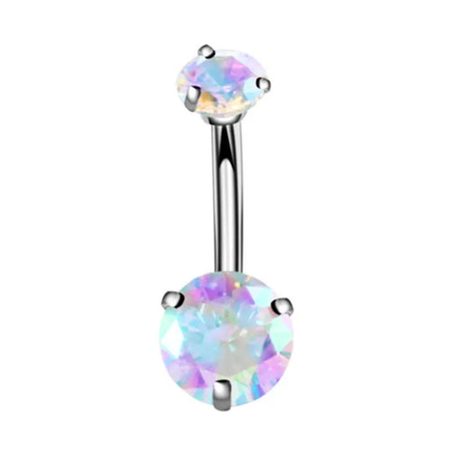 1PCS Surgical Steel Ab Crystal Belly Button Rings Zircon Heart Navel