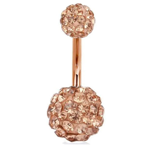 1PC Surgical Steel Flower Belly Button Ring 14Gcrystal Belly Ring Body