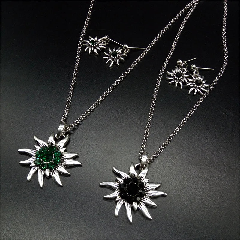 Edelweiss Necklace and Stud Earrings Women's Costume Jewellery