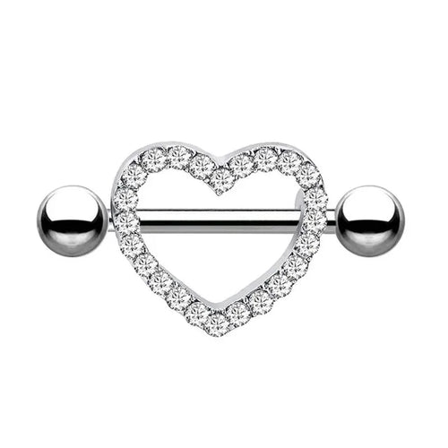 Stainless Steel Matte Nipple Piercing Set 14G Crystal Nipple Ring Body