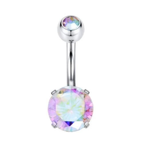 1PCS Surgical Steel Ab Crystal Belly Button Rings Zircon Heart Navel