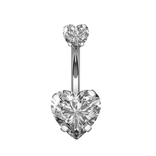 1PCS Surgical Steel Ab Crystal Belly Button Rings Zircon Heart Navel