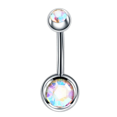 1PCS Surgical Steel Ab Crystal Belly Button Rings Zircon Heart Navel