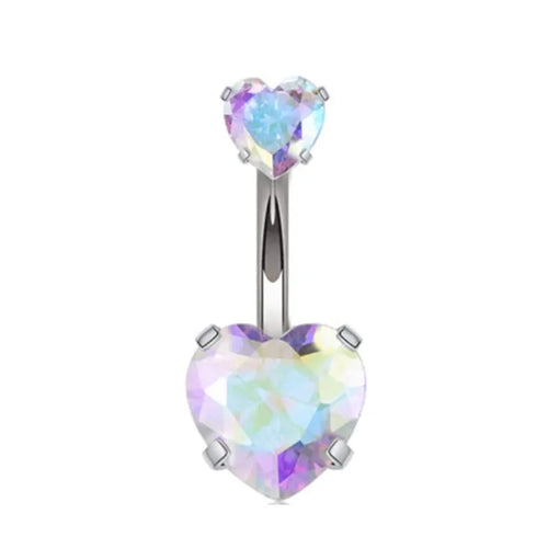 1PCS Surgical Steel Ab Crystal Belly Button Rings Zircon Heart Navel