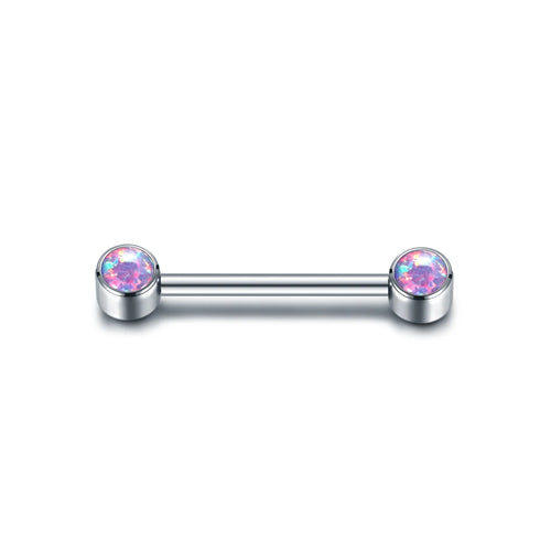 1PC Titanium Internally Thread Opal Nipple Bar 14G Tongue Piercings CZ