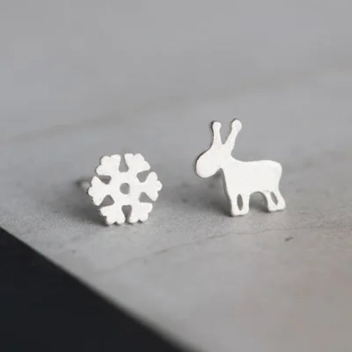 Silver Plated Creative Ear Hole Earrings for Women Prevent Korean