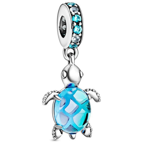 2Pcs/lot Special Offer Light Blue Turtle Fish Charm Beads Fit Original