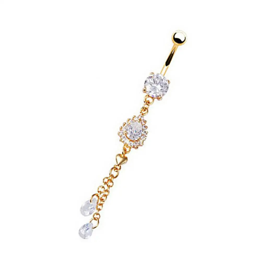 1pc Stainless Steel Belly Ring Flower Heart Crystal Navel Belly Button
