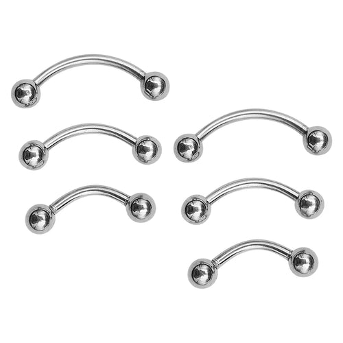 6Pcs Eyebrow Piercing Banana Shape Lip Ring Stainless Steel Curved