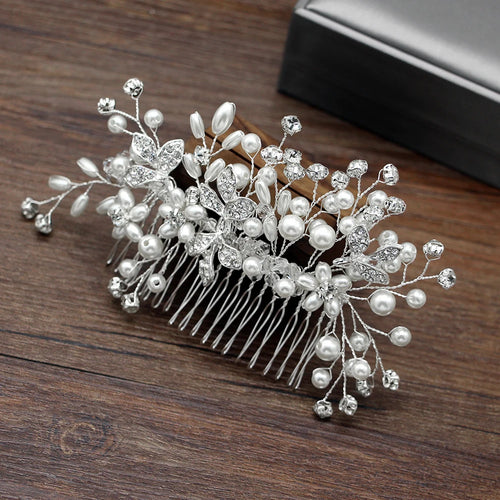 New Bridal Crystal Hair Combs Headpiece Jewelry Rhinestone Pearl