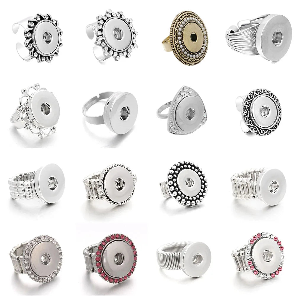 Fashion Snap Ring Jewelry DIY 18mm Adustable Snaps Button Ring For