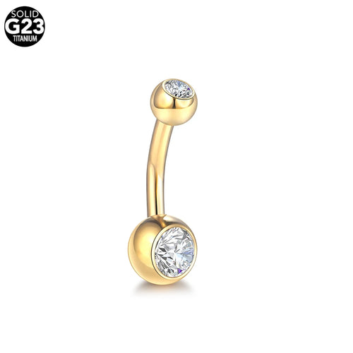 1PCS G23 Titanium 14G Gold Color Belly Button Rings Navel Nombril