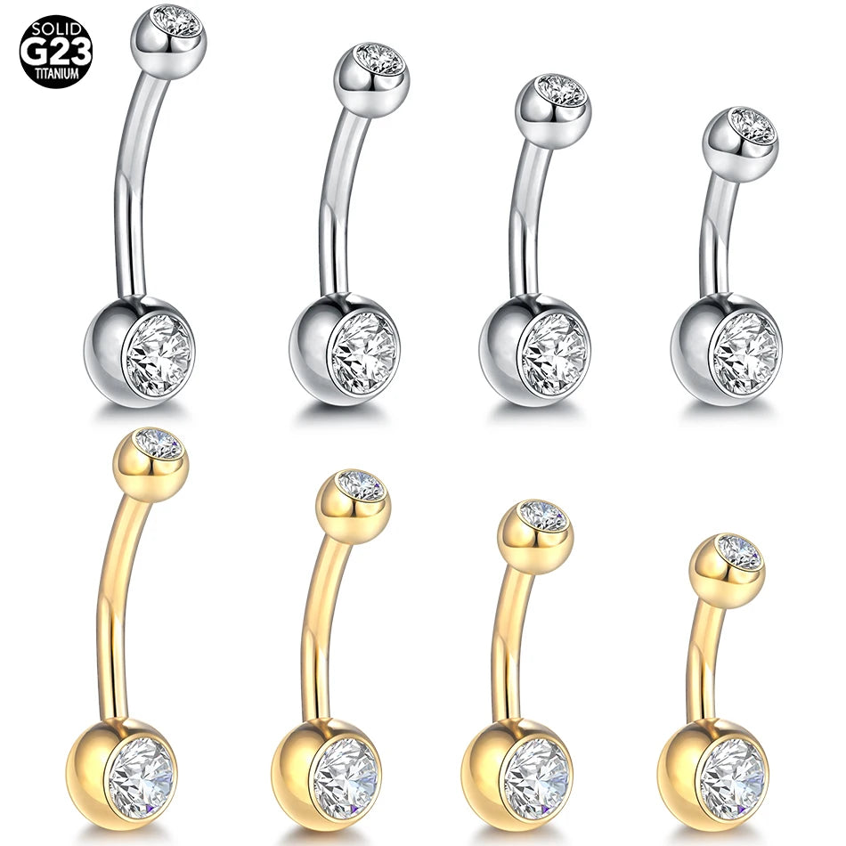 1PCS G23 Titanium 14G Gold Color Belly Button Rings Navel Nombril