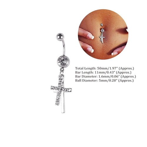 1pc Stainless Steel Belly Ring Flower Heart Crystal Navel Belly Button