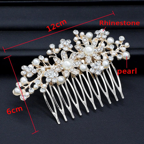 New Bridal Crystal Hair Combs Headpiece Jewelry Rhinestone Pearl