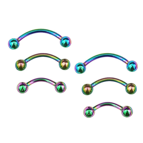 6Pcs Eyebrow Piercing Banana Shape Lip Ring Stainless Steel Curved