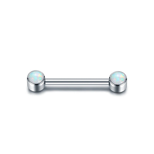 1PC Titanium Internally Thread Opal Nipple Bar 14G Tongue Piercings CZ