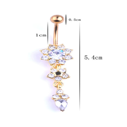 1pc Stainless Steel Belly Ring Flower Heart Crystal Navel Belly Button