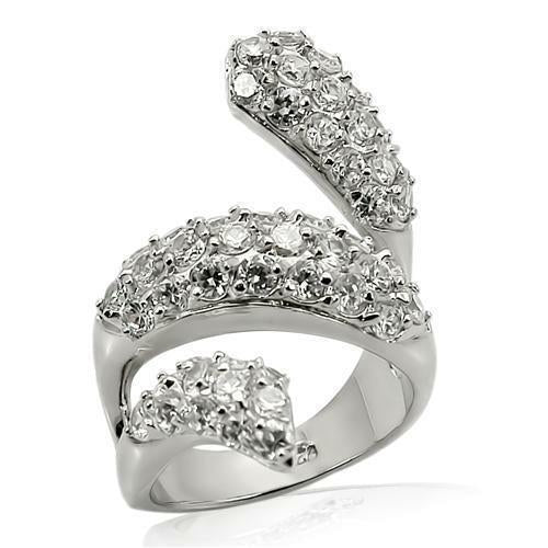 LOS219 - Rhodium 925 Sterling Silver Ring with AAA Grade CZ  in Clear
